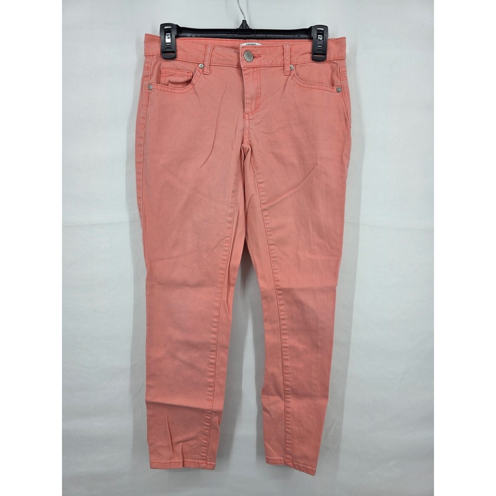 Crown & Ivy Petite Skinny Jeans Coral Pink Stretch Denim Pants Size 0P